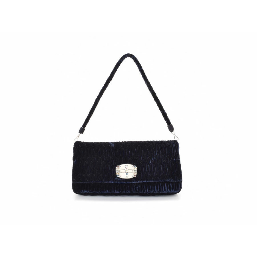 Miu Miu Shoulder Bag Velvet Crystal Blue
